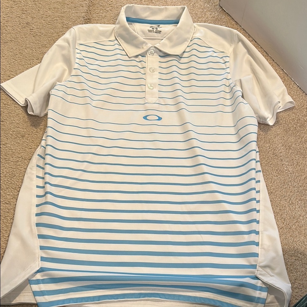Oakley White and Blue Gradient Polo Shirt